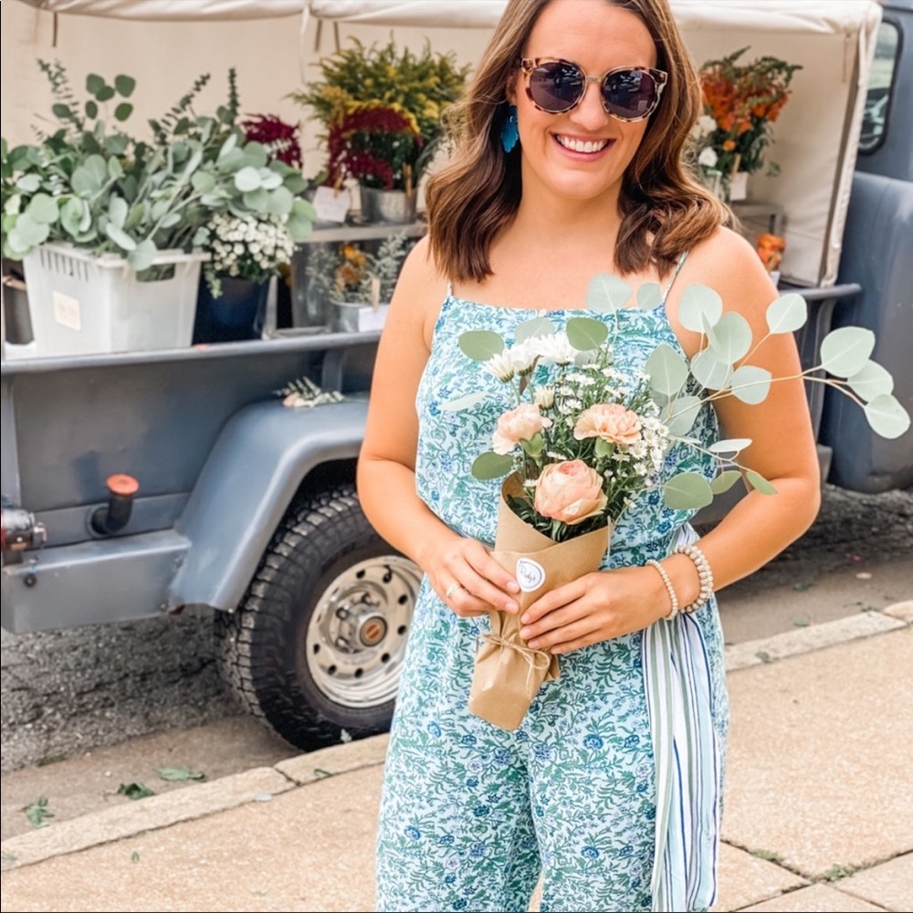 Loft Floral Romper with Waist Sash